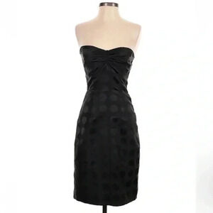 Anthropologie Corey Lynn Calter Black on Black Polkadot Strapless Dress Size 2